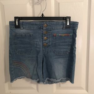 🌈Denim Shorts, With Rainbow Embroidery🌈